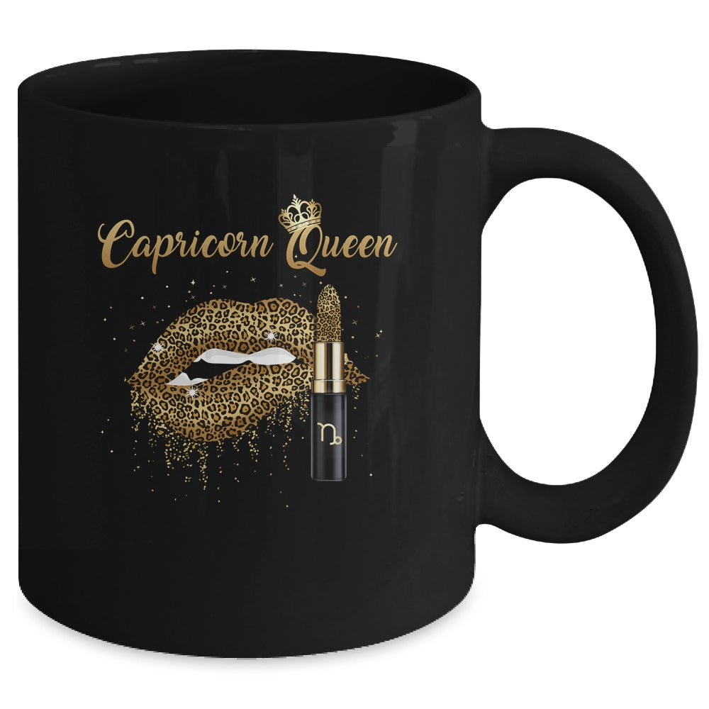 Capricorn Queen Girl Leopard Birthday Lips Lipstick Women Mug Coffee Mug | Teecentury.com