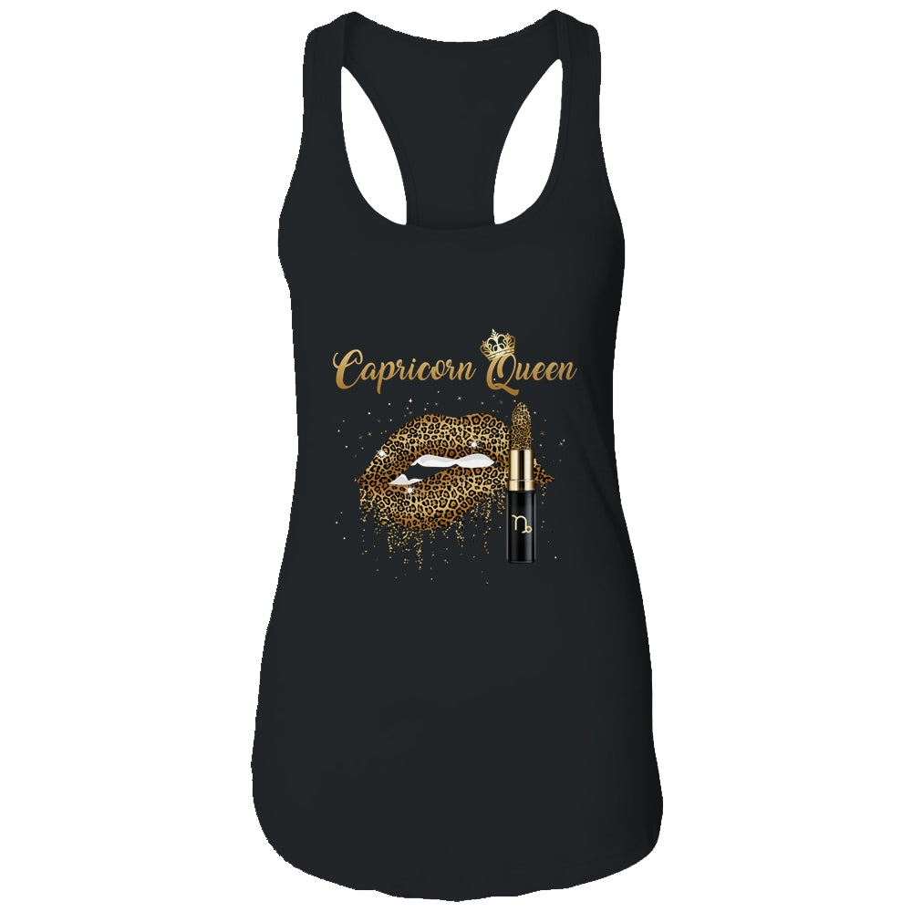 Capricorn Queen Girl Leopard Birthday Lips Lipstick Women T-Shirt & Tank Top | Teecentury.com