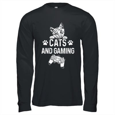 Cats And Gaming Funny For Gamer Cat Lover Cat Mom Dad Shirt & Hoodie | teecentury