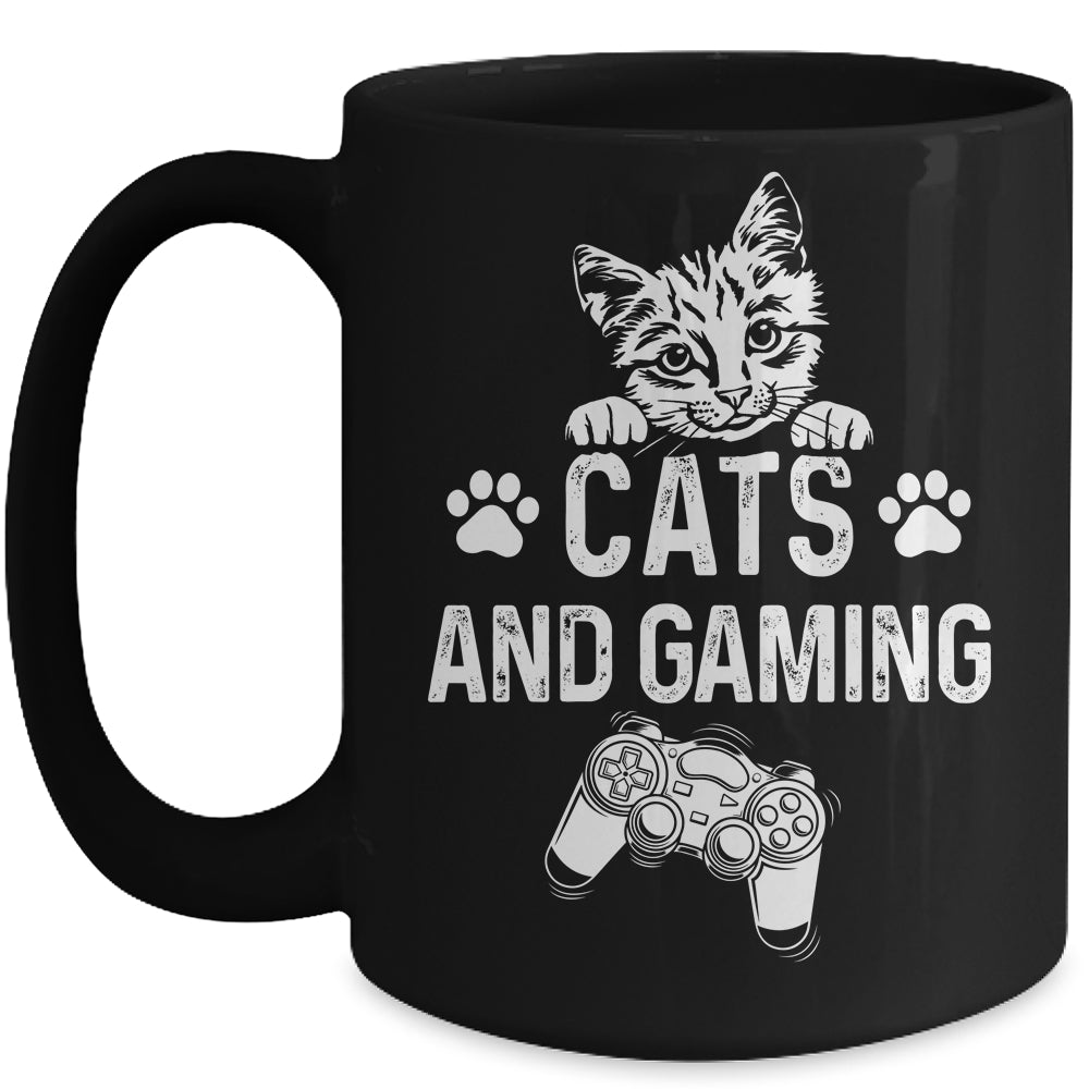 Cats And Gaming Funny For Gamer Cat Lover Cat Mom Dad Mug | teecentury