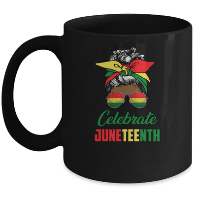 Celebrate Juneteenth Messy Bun Black Women Melanin Pride Mug | teecentury