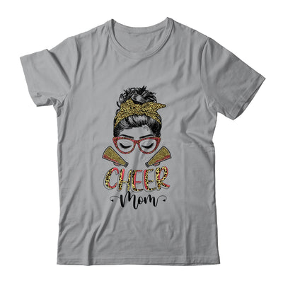 Cheer Mom Leopard Messy Bun Cheerleader Funny Mothers Day T-Shirt & Tank Top | Teecentury.com