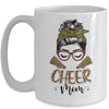 Cheer Mom Leopard Messy Bun Cheerleader Funny Mothers Day Mug Coffee Mug | Teecentury.com