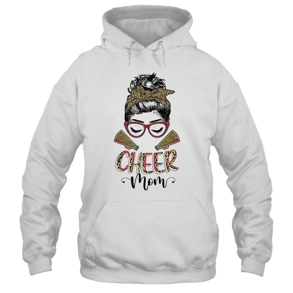 Cheer Mom Leopard Messy Bun Cheerleader Funny Mothers Day T-Shirt & Tank Top | Teecentury.com