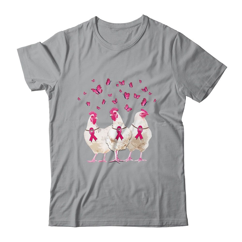 Chicken And Butterfly Breast Cancer Awareness Pink Ribbon T-Shirt & Hoodie | Teecentury.com