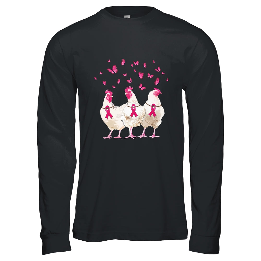 Chicken And Butterfly Breast Cancer Awareness Pink Ribbon T-Shirt & Hoodie | Teecentury.com