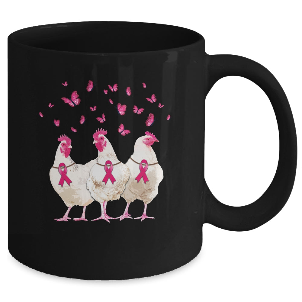 Chicken And Butterfly Breast Cancer Awareness Pink Ribbon Mug Coffee Mug | Teecentury.com