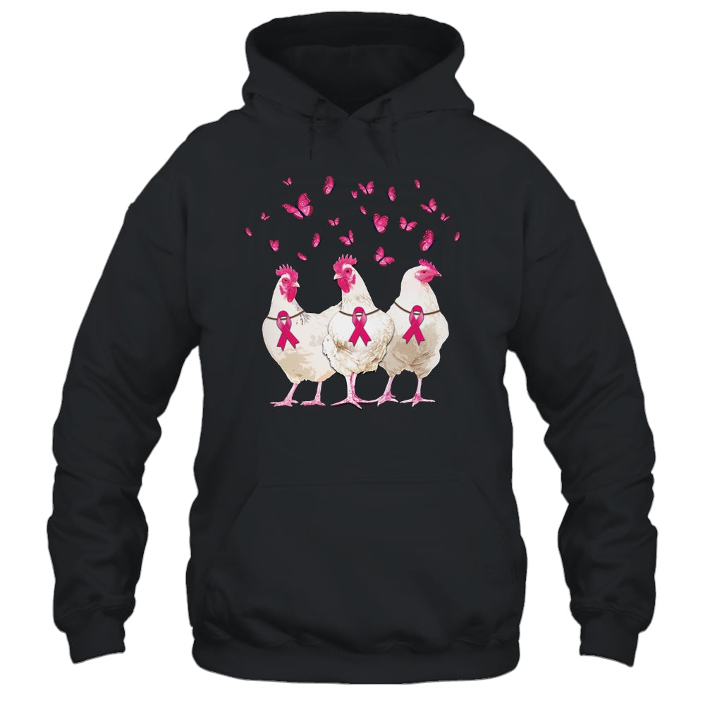 Chicken And Butterfly Breast Cancer Awareness Pink Ribbon T-Shirt & Hoodie | Teecentury.com