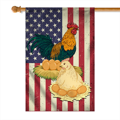 Chicken Coop American US Flag Farmer Chicken Lovers Flag | Teecentury.com