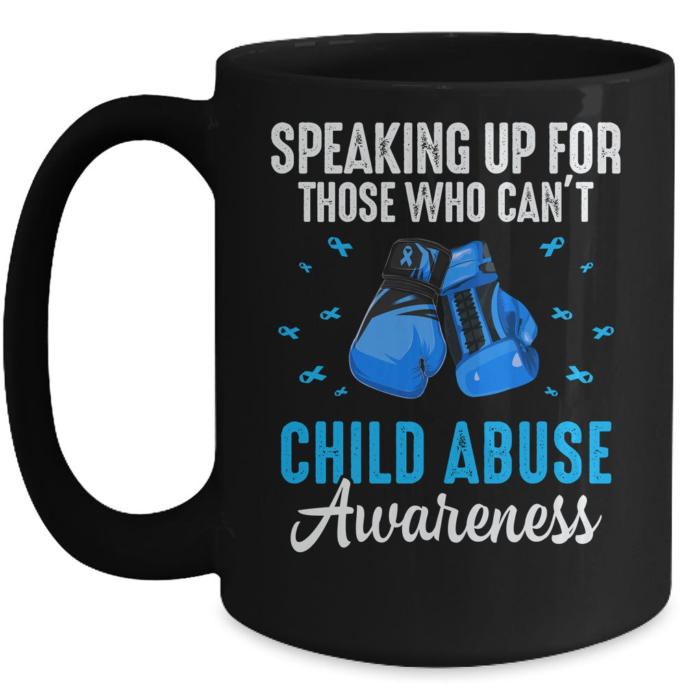 Child Abuse Prevention Awareness Boxing Gloves Blue Ribbon Mug | teecentury