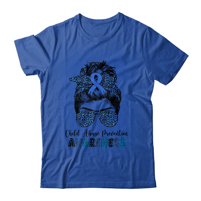 Child Abuse Prevention Awareness Messy Hair Bun Shirt & Tank Top | teecentury