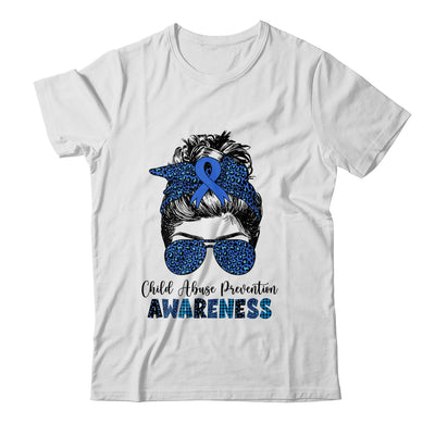 Child Abuse Prevention Awareness Messy Hair Bun Shirt & Tank Top | teecentury