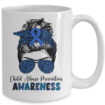 Child Abuse Prevention Awareness Messy Hair Bun Mug | teecentury