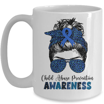 Child Abuse Prevention Awareness Messy Hair Bun Mug | teecentury