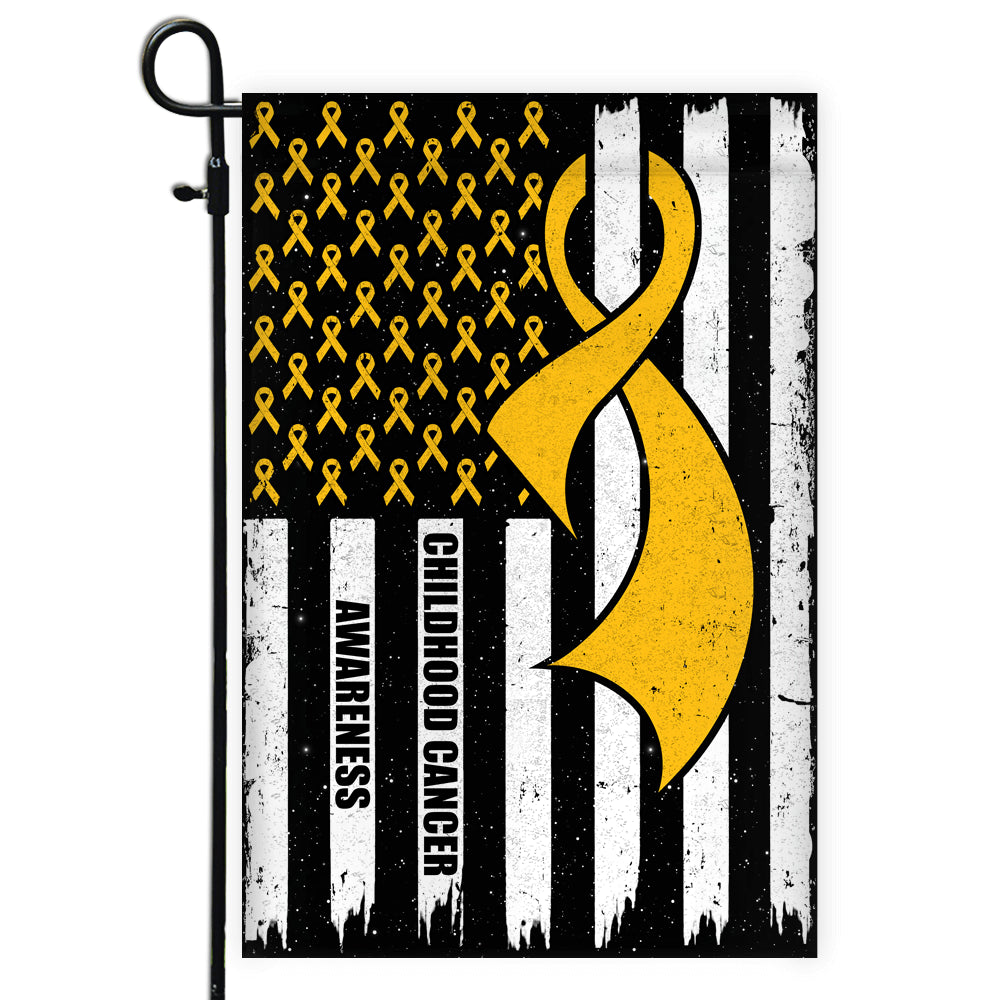Childhood Cancer Awareness America Flag Gold Ribbon Flag | Teecentury.com