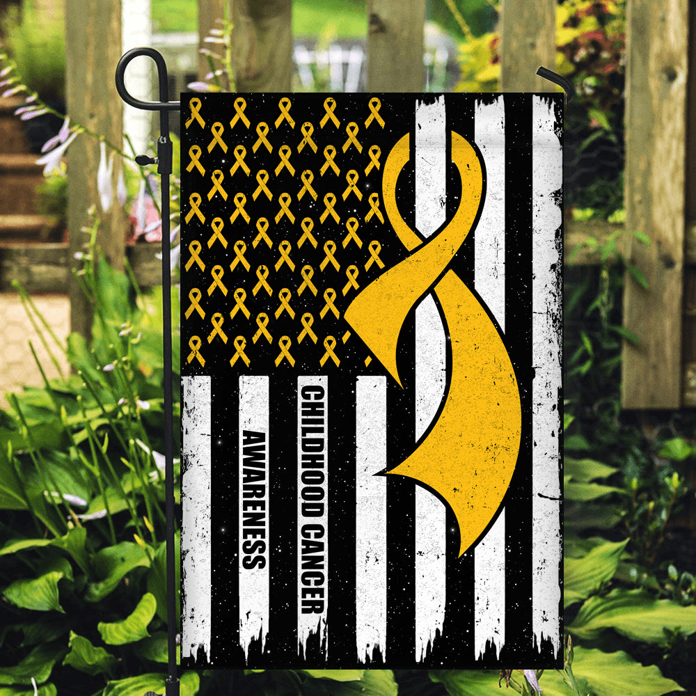 Childhood Cancer Awareness America Flag Gold Ribbon Flag | Teecentury.com