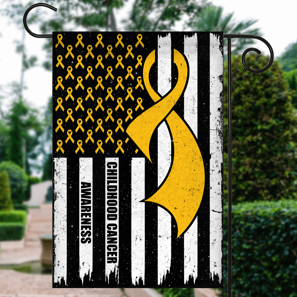 Childhood Cancer Awareness America Flag Gold Ribbon Flag | Teecentury.com