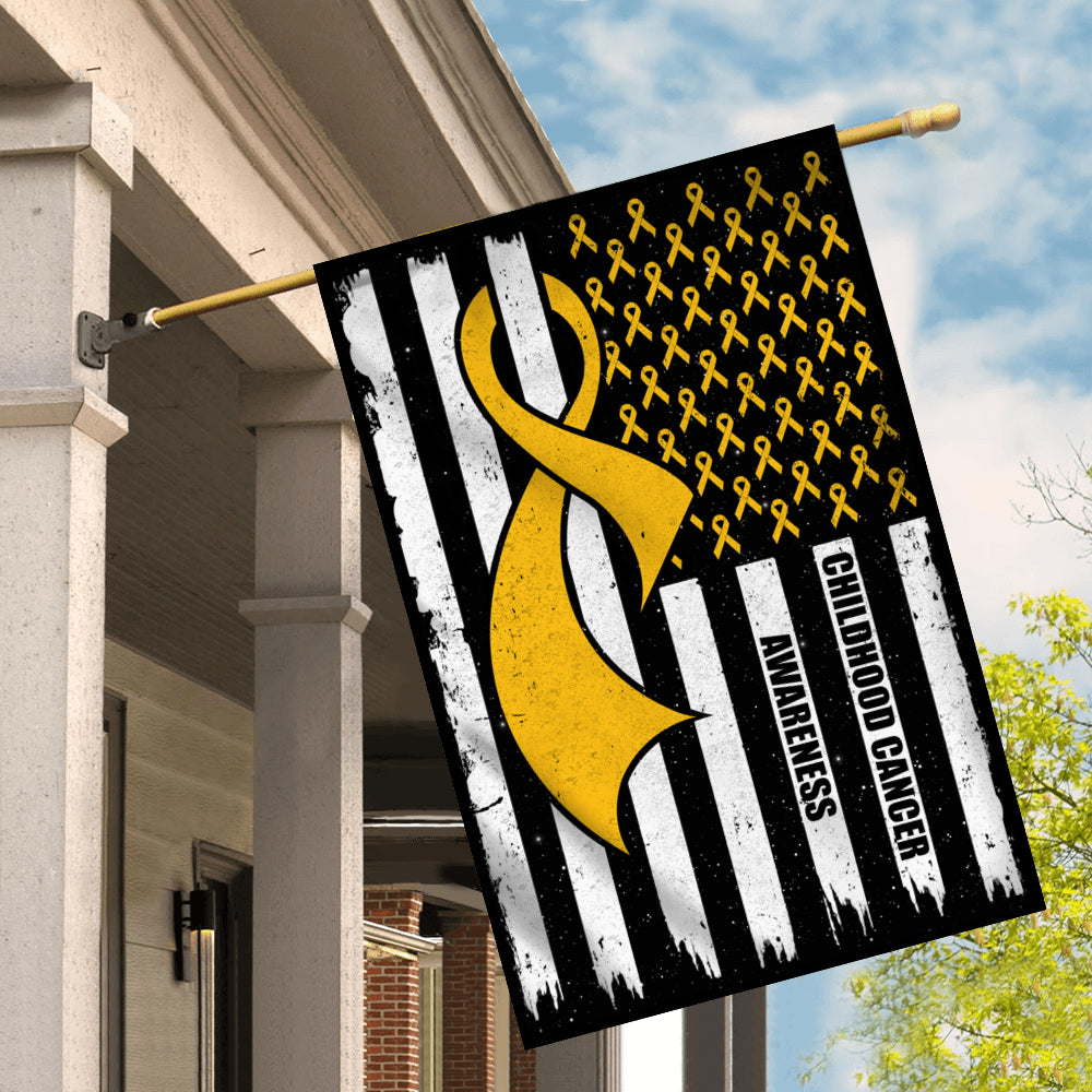 Childhood Cancer Awareness America Flag Gold Ribbon Flag | Teecentury.com
