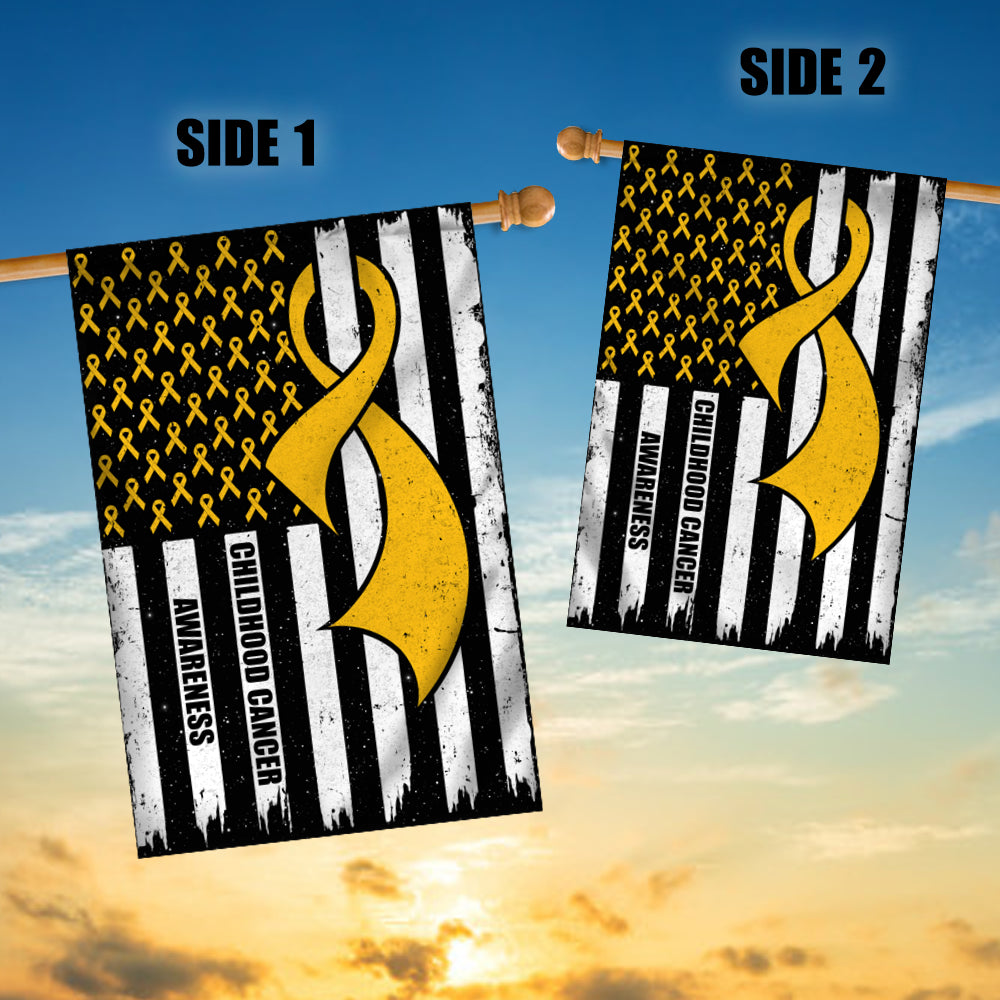 Childhood Cancer Awareness America Flag Gold Ribbon Flag | Teecentury.com