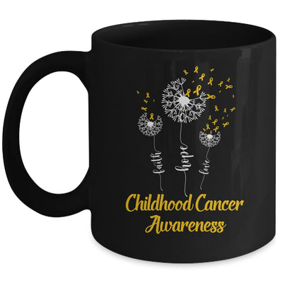 Childhood Cancer Awareness Faith Hope Love Dandelion Mug Coffee Mug | Teecentury.com