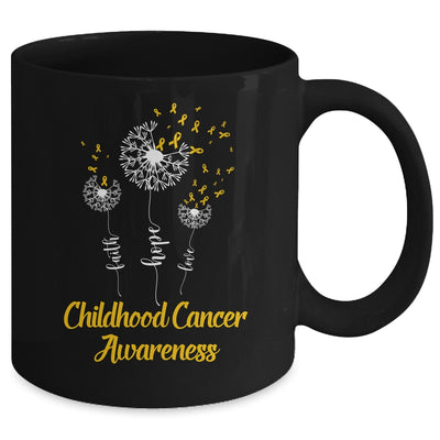 Childhood Cancer Awareness Faith Hope Love Dandelion Mug Coffee Mug | Teecentury.com