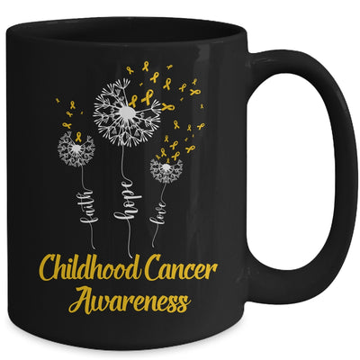 Childhood Cancer Awareness Faith Hope Love Dandelion Mug Coffee Mug | Teecentury.com