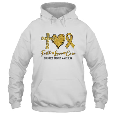 Childhood Cancer Awareness Faith Love Cure Gold Ribbon T-Shirt & Hoodie | Teecentury.com
