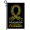 Childhood Cancer Awareness Flag Never Ever Giving Up Hope Gold Ribbon Butterfly Farmhouse Flag | Teecentury.com