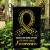 Childhood Cancer Awareness Flag Never Ever Giving Up Hope Gold Ribbon Butterfly Farmhouse Flag | Teecentury.com