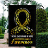 Childhood Cancer Awareness Flag Never Ever Giving Up Hope Gold Ribbon Butterfly Farmhouse Flag | Teecentury.com