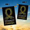 Childhood Cancer Awareness Flag Never Ever Giving Up Hope Gold Ribbon Butterfly Farmhouse Flag | Teecentury.com