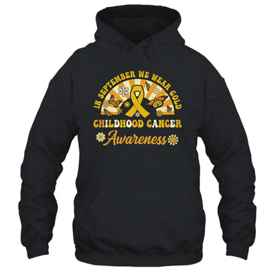 Childhood Cancer Awareness In September We Wear Gold Groovy Shirt & Hoodie | teecentury