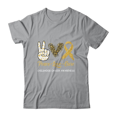 Childhood Cancer Awareness Peace Love Cure Leopard T-Shirt & Hoodie | Teecentury.com