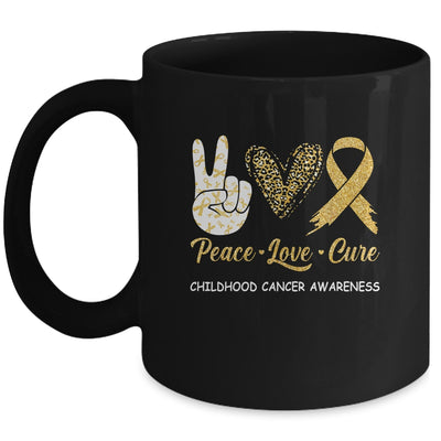 Childhood Cancer Awareness Peace Love Cure Leopard Mug Coffee Mug | Teecentury.com