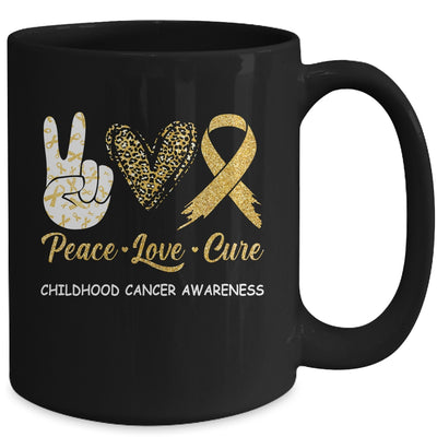 Childhood Cancer Awareness Peace Love Cure Leopard Mug Coffee Mug | Teecentury.com