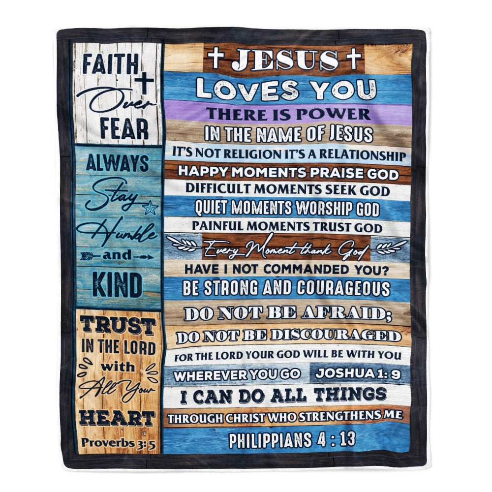 Christian Blankets And Throws Religious For Women Men Inspirational Scripture Blanket Spiritual For Women Faith Over Fear Fleece Throw Blanket Blanket | Teecentury.com