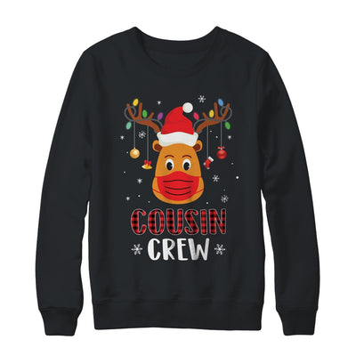 Christmas Cousin Crew Reindeer Mask Red Plaid T-Shirt & Sweatshirt | Teecentury.com