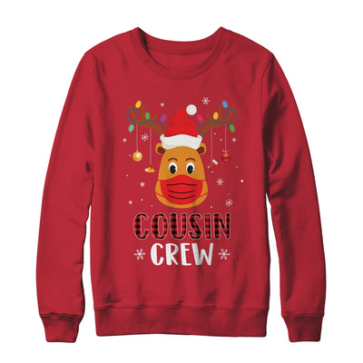 Christmas Cousin Crew Reindeer Mask Red Plaid T-Shirt & Sweatshirt | Teecentury.com