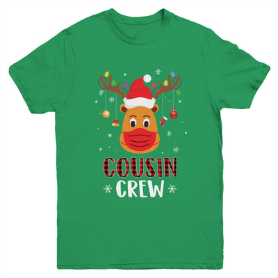 Christmas Cousin Crew Reindeer Mask Red Plaid Youth Youth Shirt | Teecentury.com