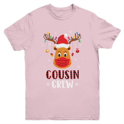 Christmas Cousin Crew Reindeer Mask Red Plaid Youth Youth Shirt | Teecentury.com