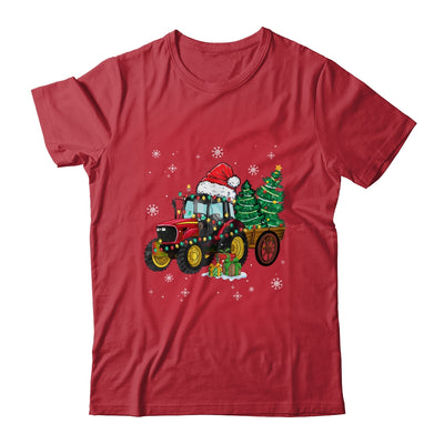 Christmas Farm Tractor Christmas Tree Lights Santa Farmer Shirt & Sweatshirt | teecentury