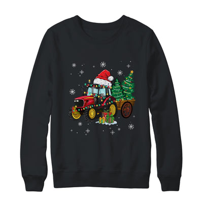 Christmas Farm Tractor Christmas Tree Lights Santa Farmer Shirt & Sweatshirt | teecentury