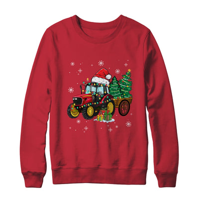 Christmas Farm Tractor Christmas Tree Lights Santa Farmer Shirt & Sweatshirt | teecentury