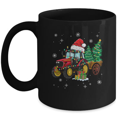 Christmas Farm Tractor Christmas Tree Lights Santa Farmer Mug | teecentury