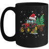 Christmas Farm Tractor Christmas Tree Lights Santa Farmer Mug | teecentury