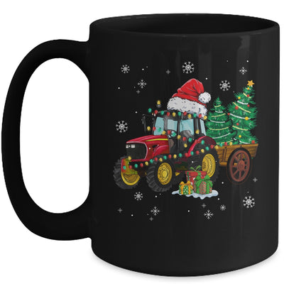 Christmas Farm Tractor Christmas Tree Lights Santa Farmer Mug | teecentury