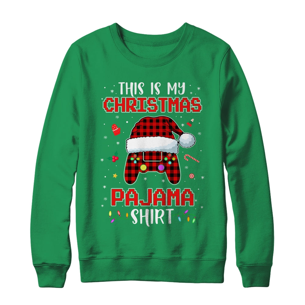 Christmas Gamer Santa Red Plaid This Is My Christmas Pajama T-Shirt & Sweatshirt | Teecentury.com
