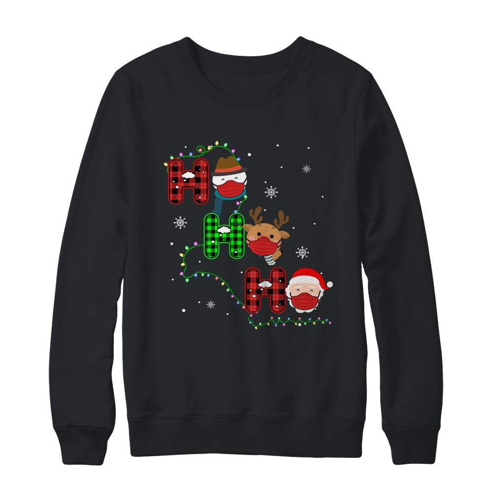 Christmas Ho Ho Ho Santa Reindeer Snowman Face Mask Pajama T-Shirt & Sweatshirt | Teecentury.com