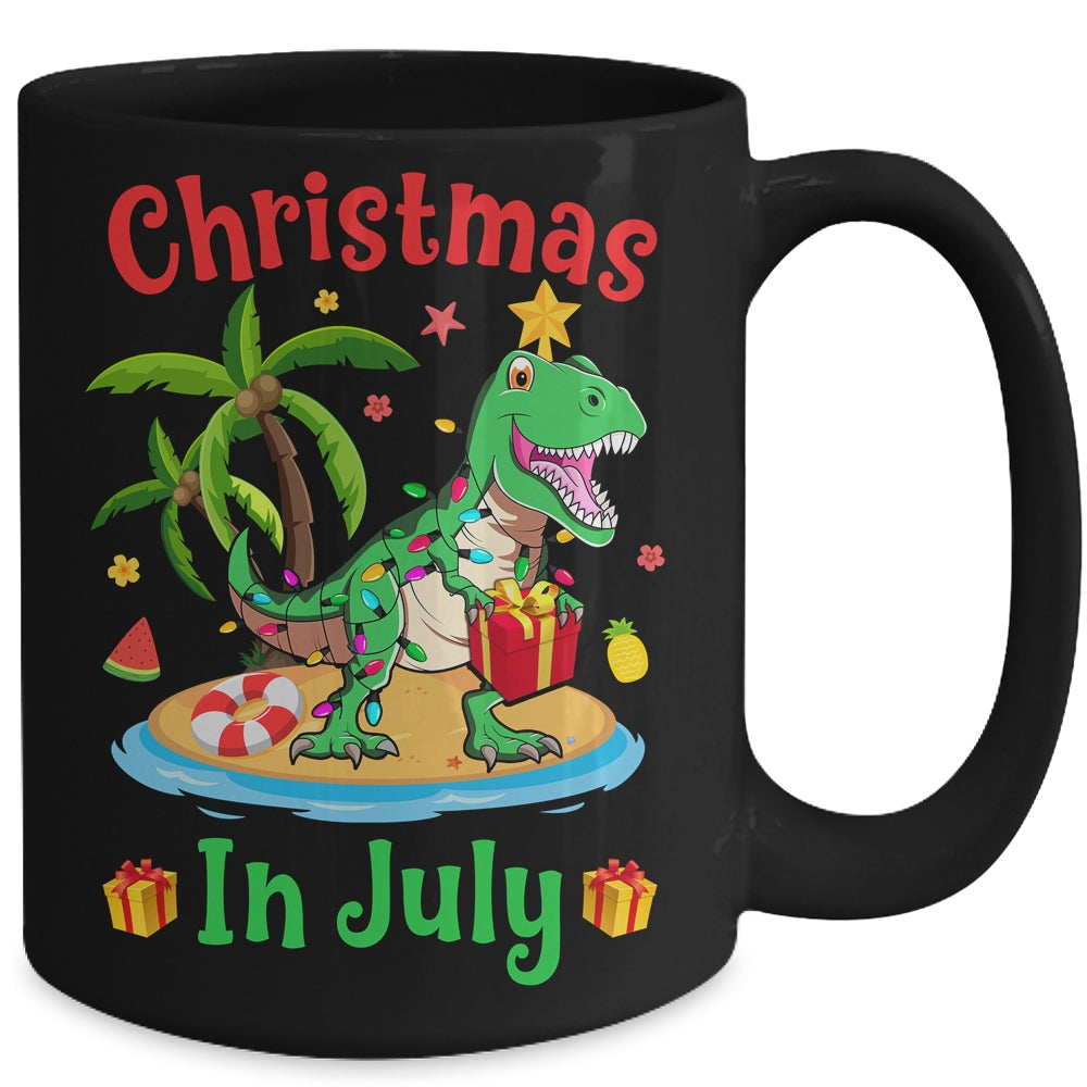 Christmas In July Dinosaur Xmas Tree T Rex Summer Vacation Mug | teecentury