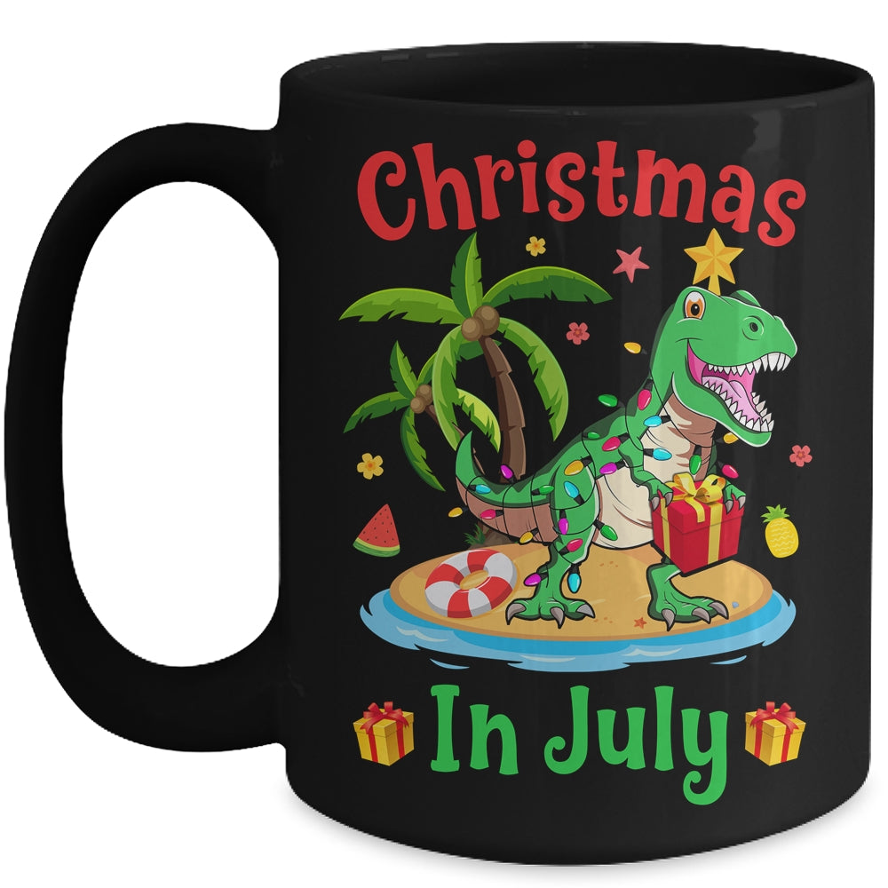 Christmas In July Dinosaur Xmas Tree T Rex Summer Vacation Mug | teecentury